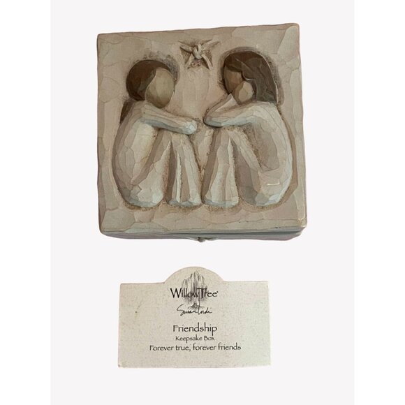 Demdaco Willow Tree Friendship Keepsake Trinket Box 2003 Forever True Friends - Picture 2 of 6